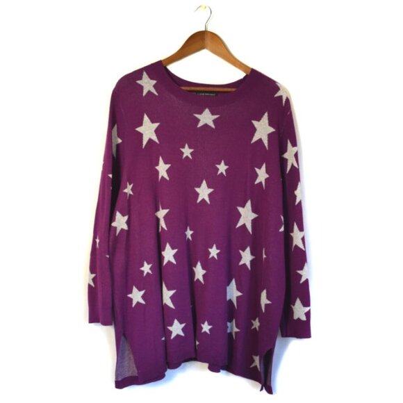 Lane Bryant Purple Star Print Tunic Sweater - Picture 2 of 6